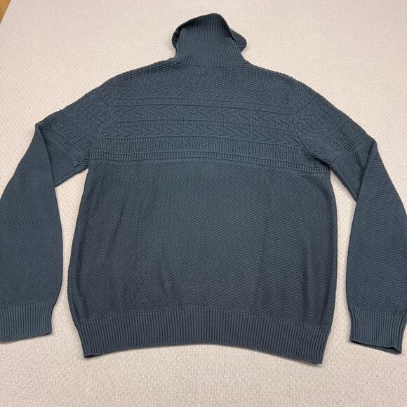 Guideboat Co Sweater Mens L Blue Cotton Cable Knit Turtleneck Pullover Nautical - Picture 2 of 7
